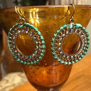 Green hoop earrings